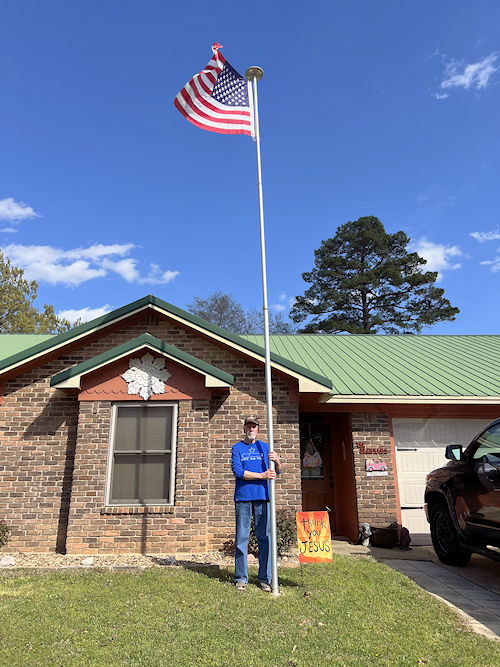 Compatriot Dennis Beckham, with his flag proudly flying at his home in Atlanta, Texas