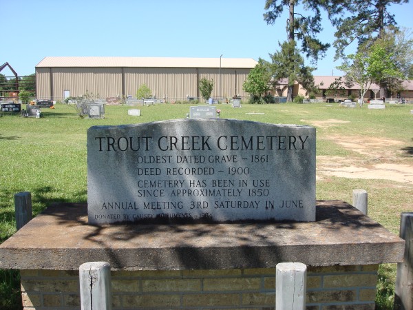 Trout Creek Cemetery marker